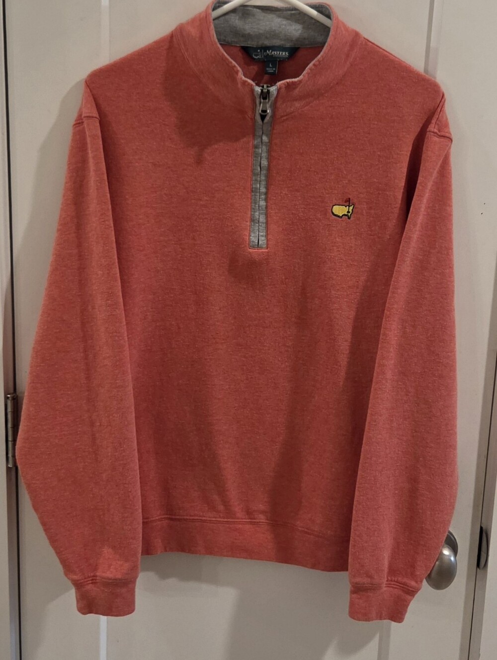Masters Collection 1/4 Zip Masters Golf Pullover - Peach Orange - Size Large- Me